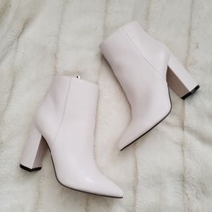 White block heel ankle boots